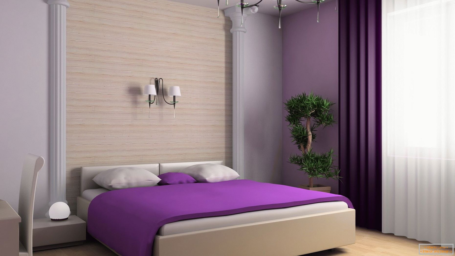 Cobertor violeta na cama