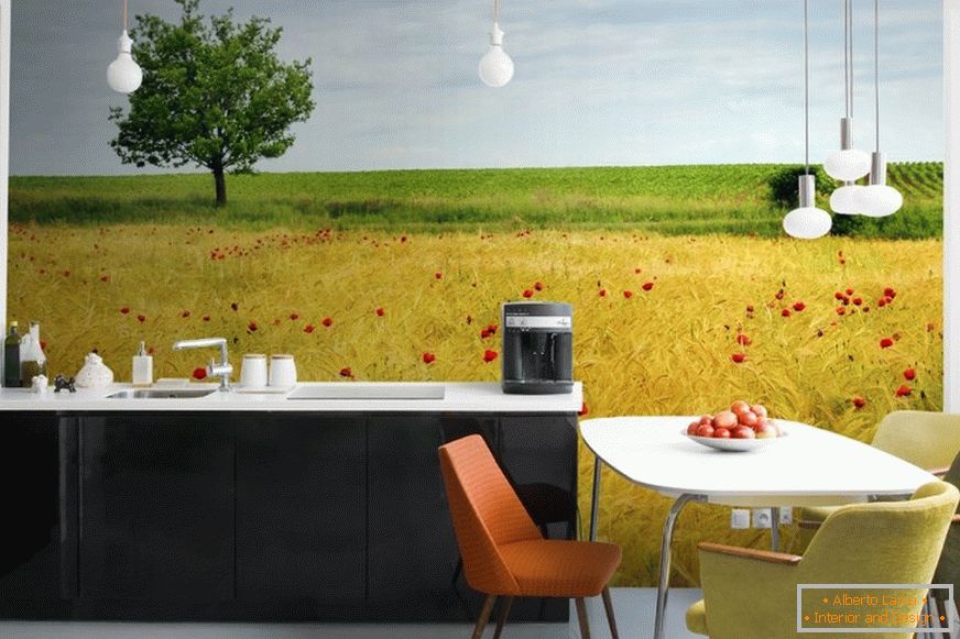 Papéis de parede de fotos com impressão de látex na cozinha