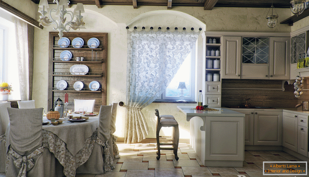 Interior da cozinha em estilo francês