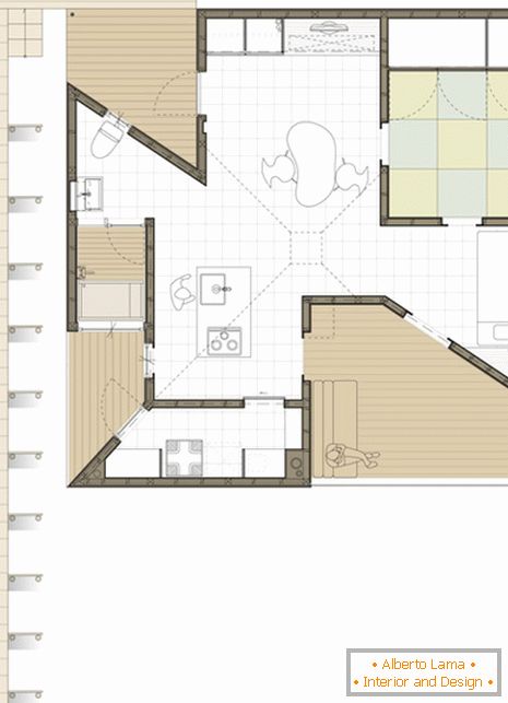 O layout de uma pequena casa privada