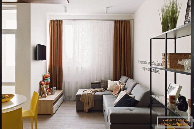 design moderno, sala de estar de tamanho pequeno em apartamento