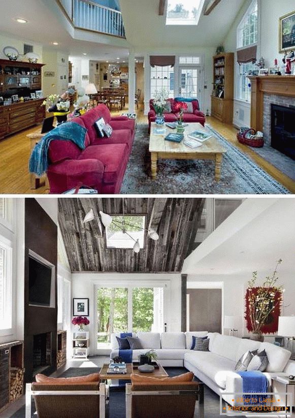 Foto interior de uma casa particular antes e depois