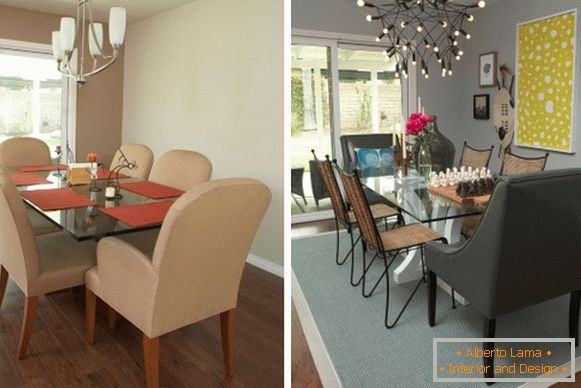 Sala de jantar na área privada da foto interior antes e depois