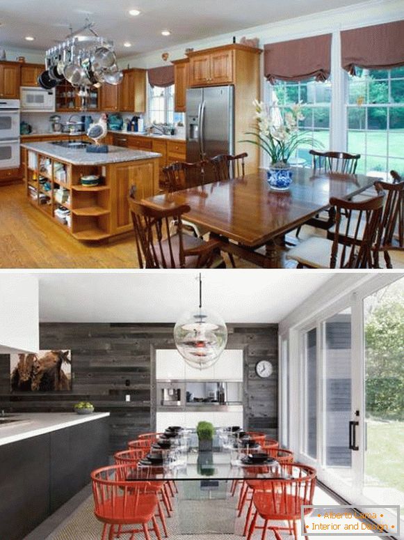 Projeto de cozinha em uma casa particular antes e depois das fotos