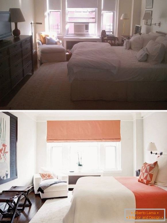 Novo design de quarto brilhante antes e depois das fotos