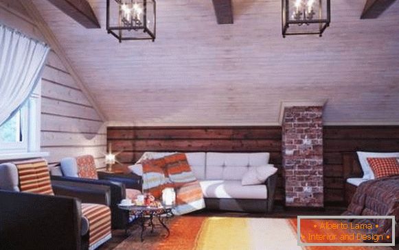 Design de interiores de uma casa de madeira dentro - fotos em estilo escandinavo