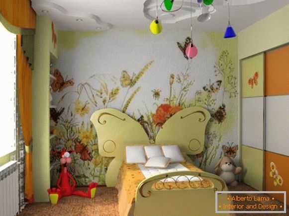 estilo decoração interior do quarto das crianças para meninas