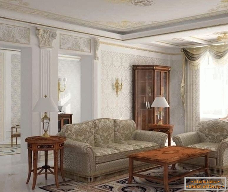 Candeeiros de mesa, arandelas no design da sala de estar em estilo clássico