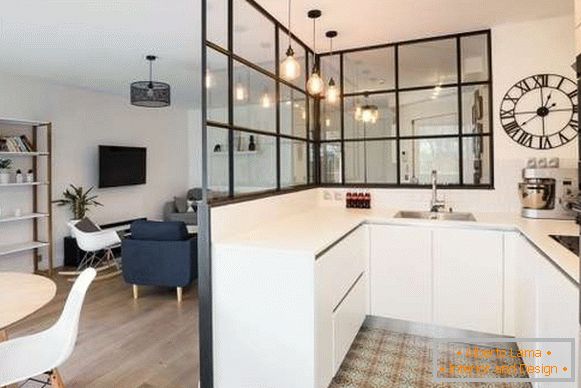 Modern interior sala de jantar cozinha sala de estar em uma casa privada