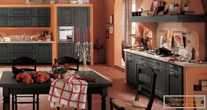 O principal requisito do estilo rústico é a funcionalidade do espaço da cozinha. 