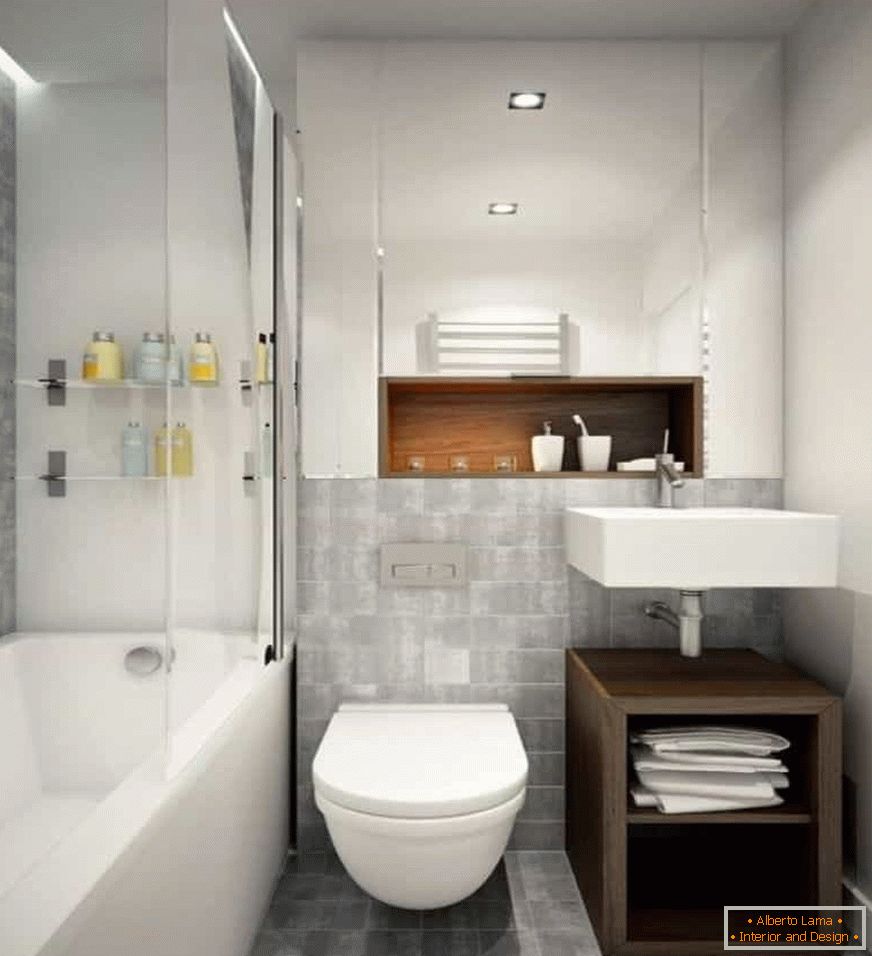 Design de uma pequena casa de banho комнаты совмещенной с туалетом