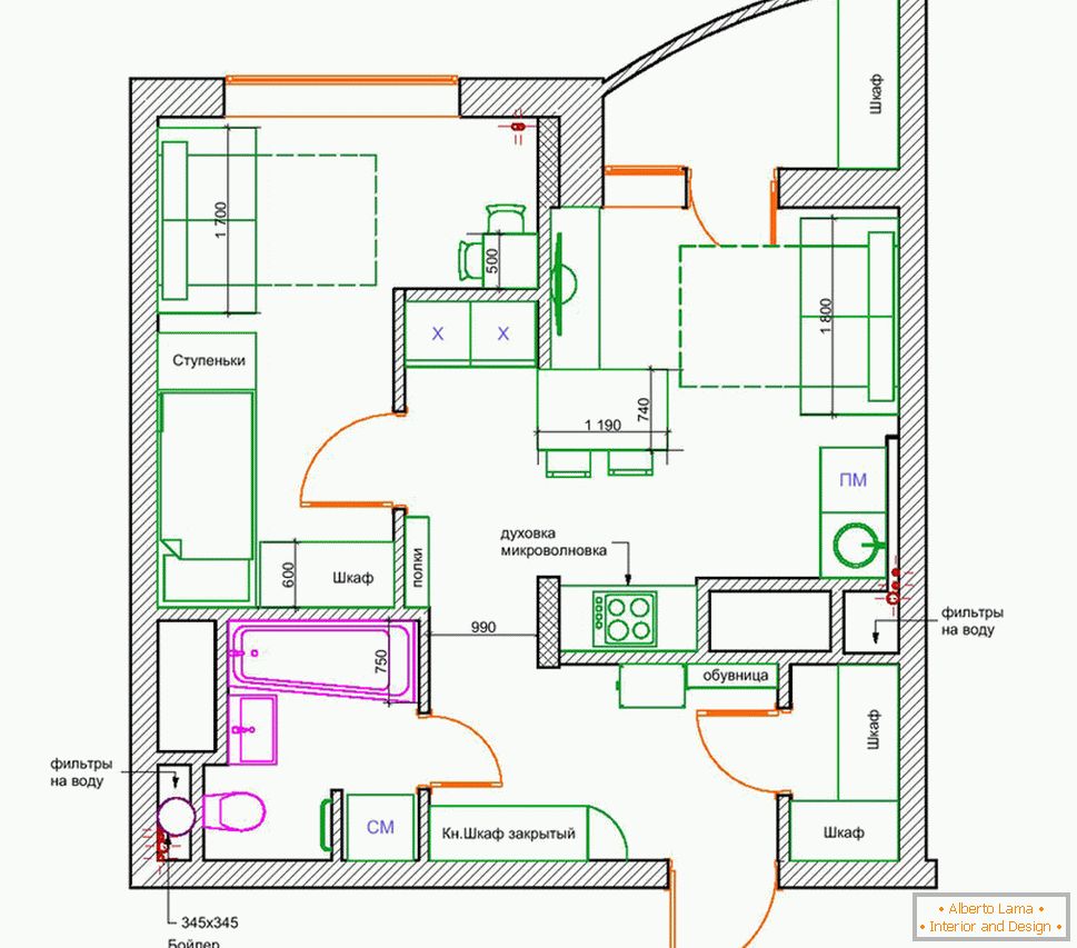 O layout do apartamento é inferior a 50 m2