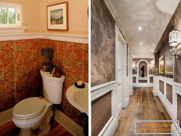 Como combinar papel de parede um com o outro - uma foto de um banheiro e um corredor