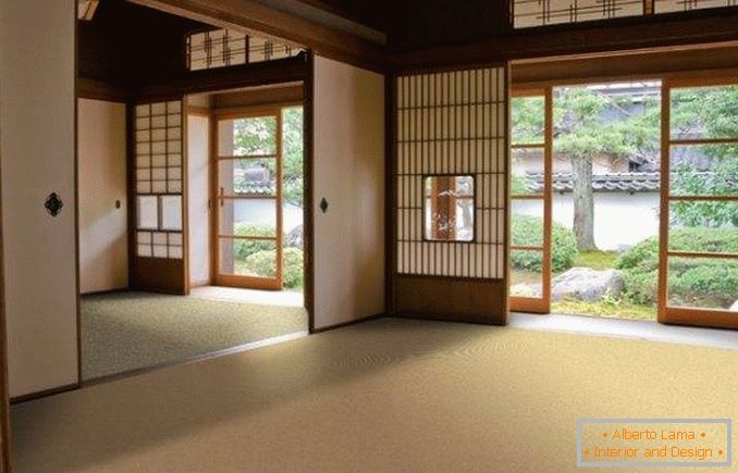O layout do interior em estilo japonês