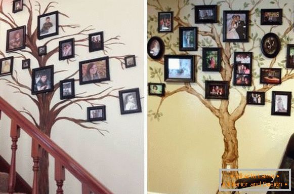 Idéias para decorar paredes com fotos - árvore genealógica