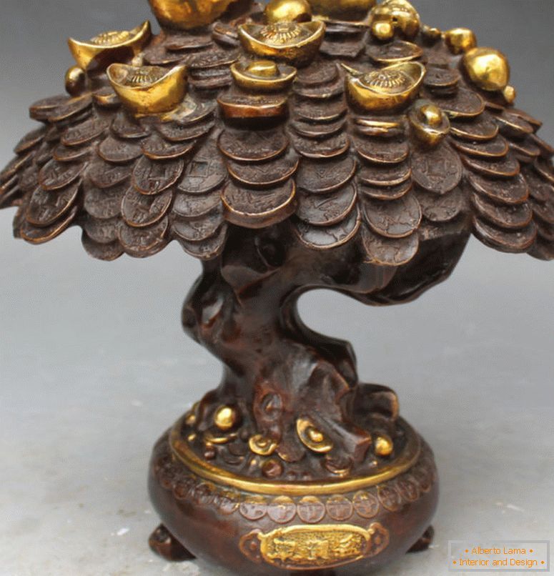10-Chinês-porco-bronze-feng shui-laki-riqueza-dinheiro-yuanbao-moeda-árvore-escultura