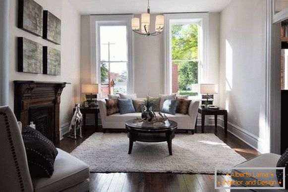 Como organizar móveis na sala de estar - foto interior de uma casa privada