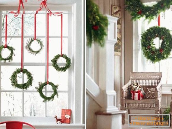 Como decorar lindamente uma janela para o Ano Novo com guirlandas