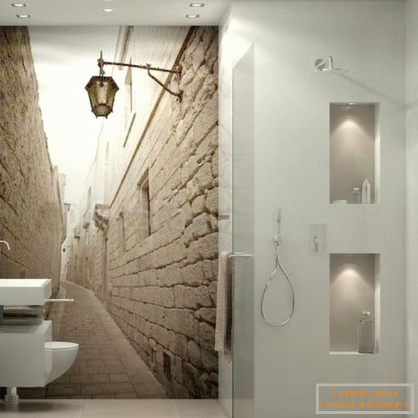 Papel de parede 3D no banheiro