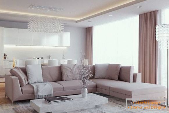 Belo design de teto na sala de estar - foto 2016 idéias modernas