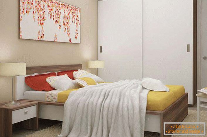 Móveis modulares lacônicos e funcionais são a escolha certa para um pequeno quarto.