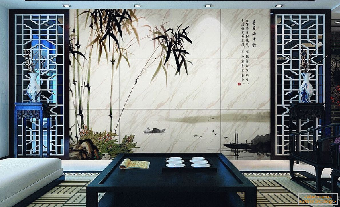 Decoração de parede elegante com uma foto de bambu