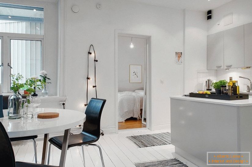 Interior, de, apartamento estúdio, em, escandinavo, estilo