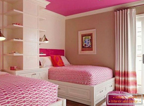 Design de quarto-de-rosa para duas meninas