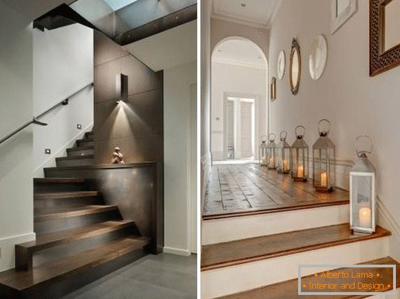 Escadas de luz de fundo na casa - idéias de design foto