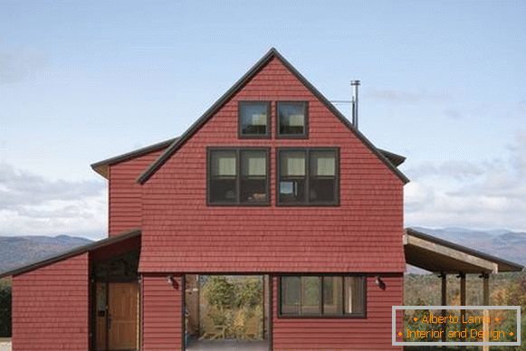 Combinação elegante de telhado e fachada cores 2016: vermelho e preto