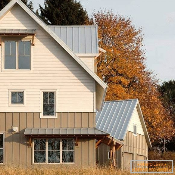 Que cor pintar a fachada de uma casa particular - foto de uma casa de dois andares