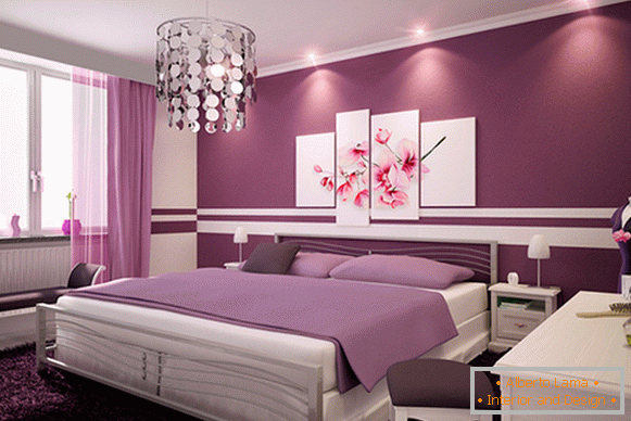 Tinta lilás para paredes no apartamento - foto