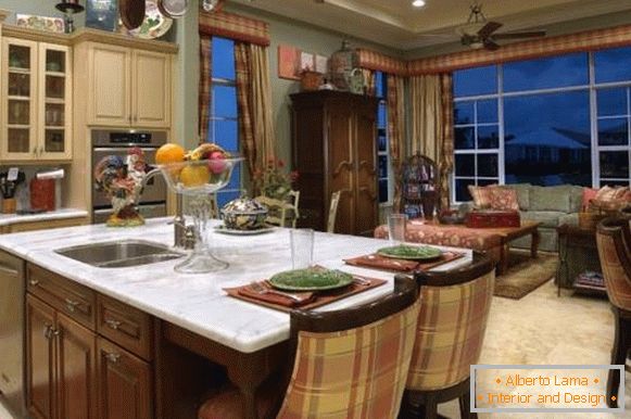 Design de cozinha clássica em estilo country - foto da sala de estar