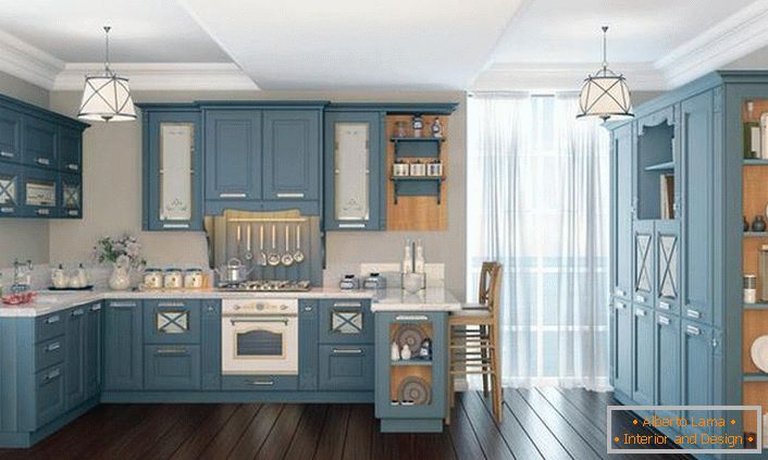 Conjunto de cozinha azul
