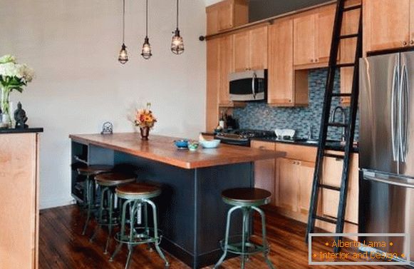 Lâmpada Edison - foto na cozinha no estilo do loft