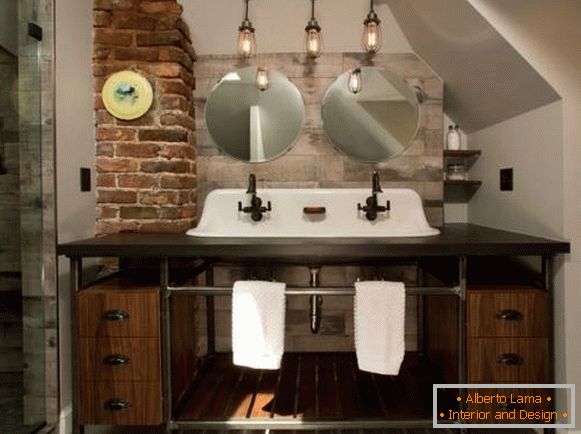 Lâmpadas Edison no interior - fotos do banheiro