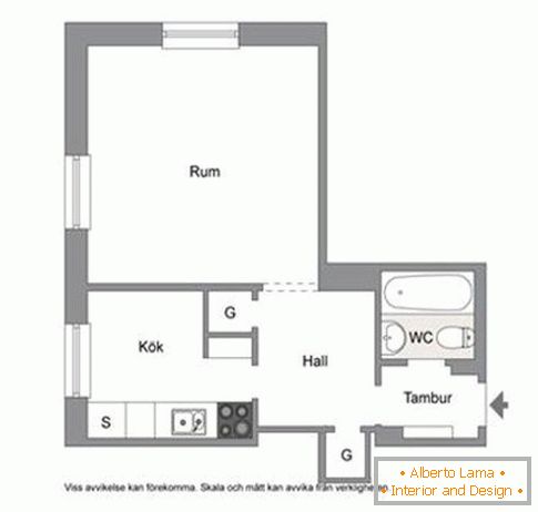 Layout de um pequeno apartamento