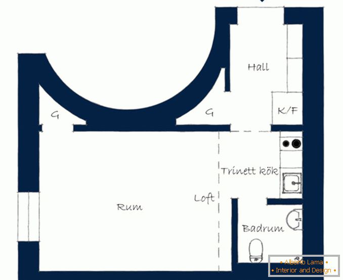 Plano de um pequeno apartamento