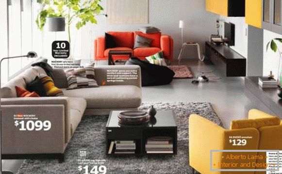 Design de sala de estar com móveis IKEA