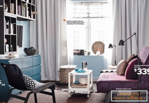 IKEA 2015 móveis em uma pequena sala de estar