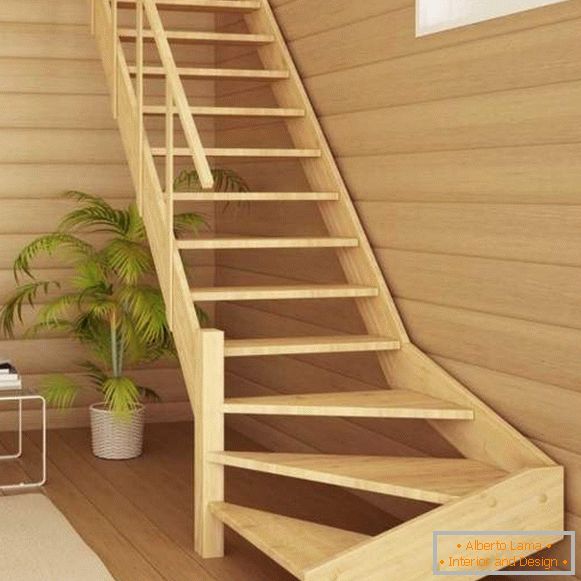 Escadas de madeira em uma casa particular - fotos em estilo moderno