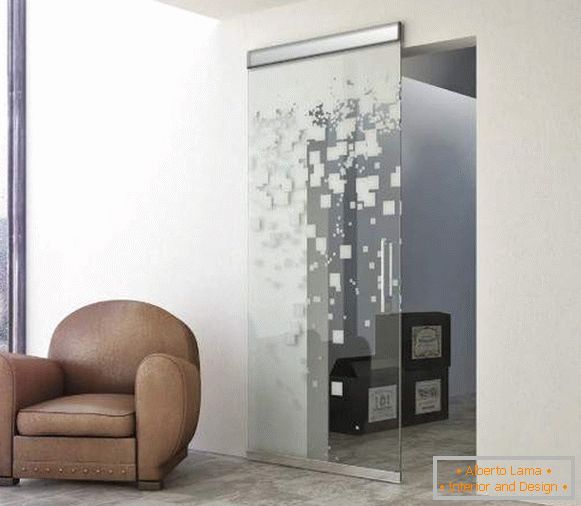 Portas interiores de vidro deslizante com padrão moderno