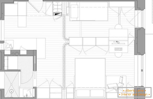 O layout do transformador de apartamentos multifuncional em Nova York