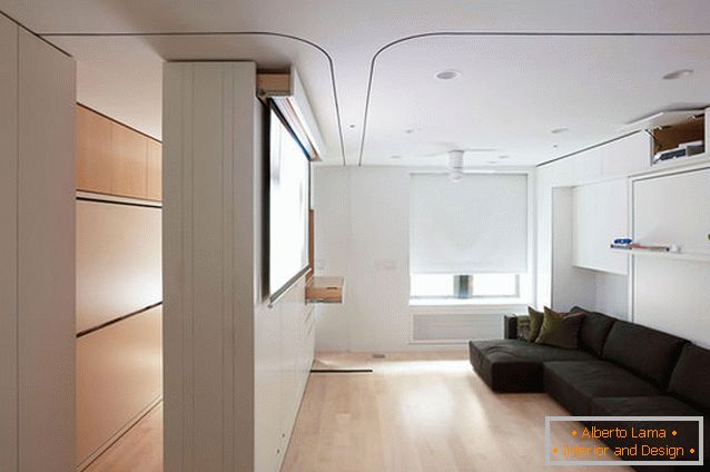 Sala de estar multifuncional apartamento-transformador em Nova York