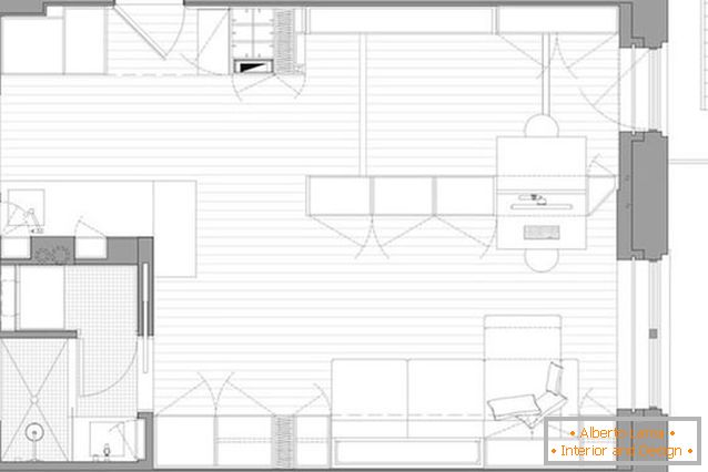 O layout do transformador de apartamentos multifuncional em Nova York