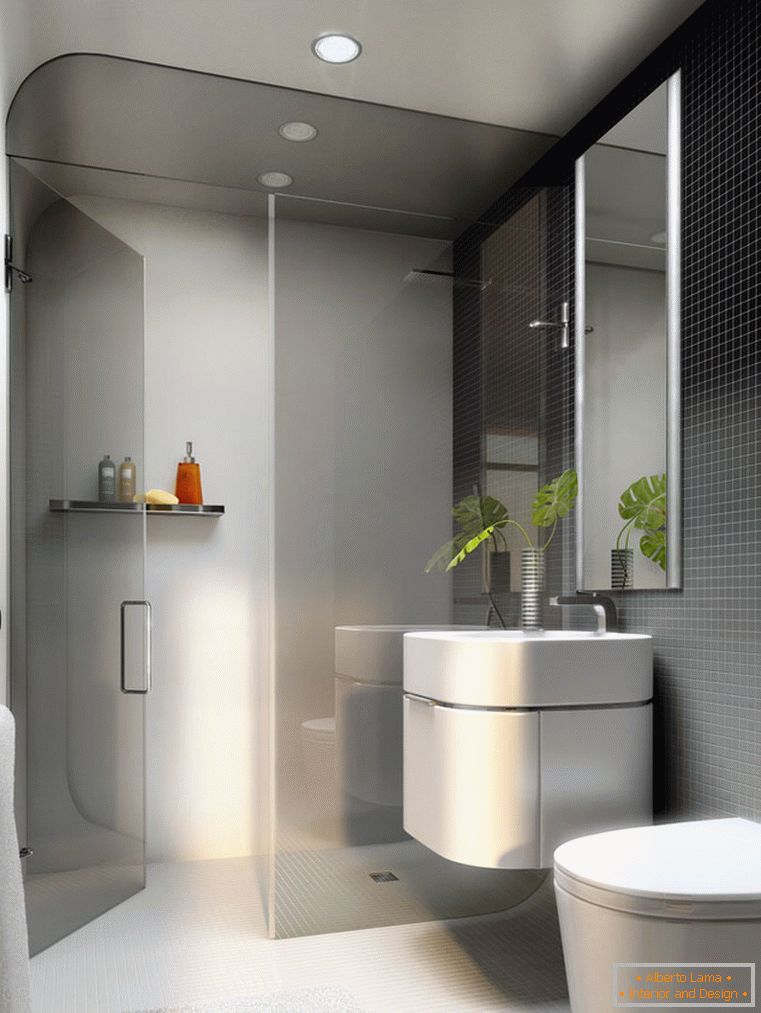Elegante casa de banho com chuveiro