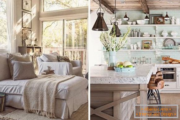 Design de interiores elegante 2016 - quarto e cozinha Provence