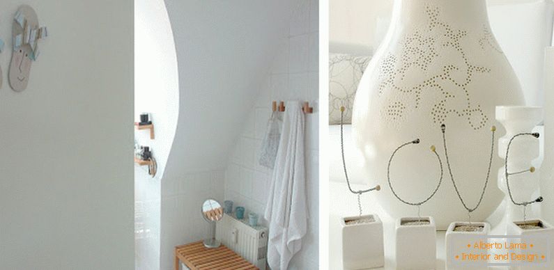 Casa de banho e elementos decorativos na cor branca