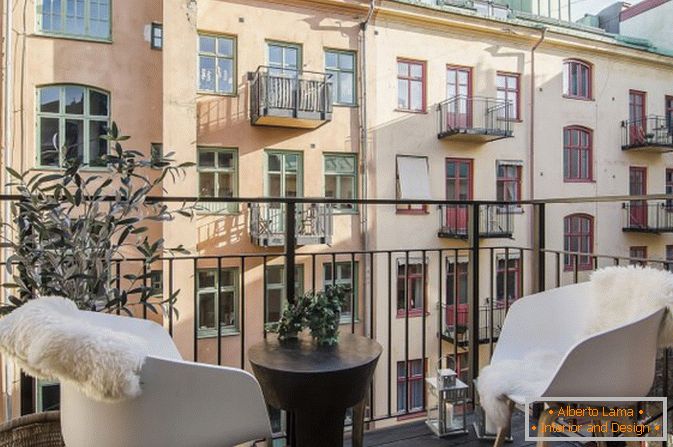 Apartamento-estúdio varanda em estilo escandinavo