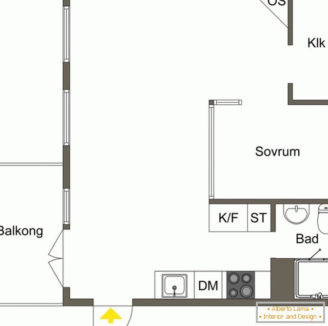 Planejamento de apartamento em estilo escandinavo